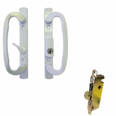 Sliding Glass Patio Door Handle Set with Mortise Lock, White, Keyed ''B'' (offset)