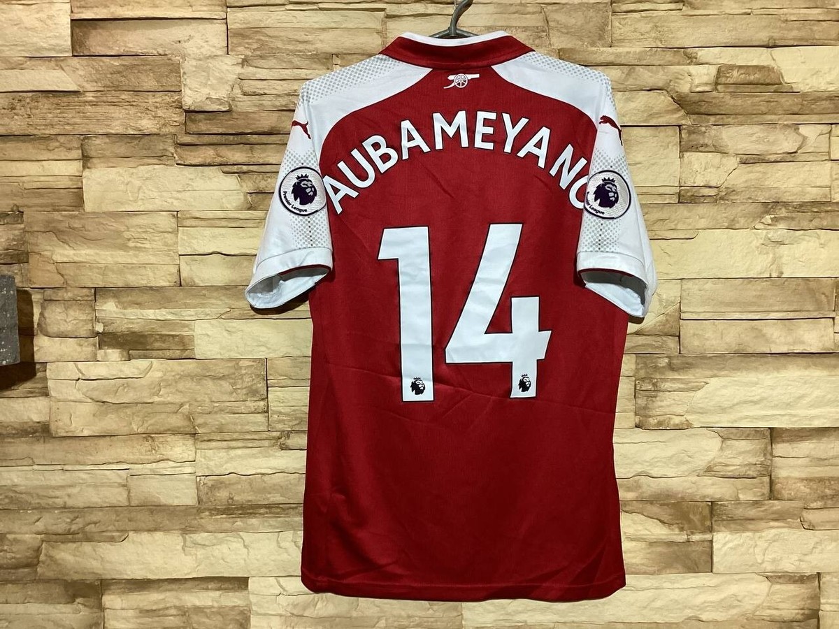 ARSENAL LONDON 2017 2018 Home Football Shirt Soccer Jersey Puma #14  Aubameyang S