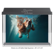 Underwater Begal Dog Swim Polyester Fish Tank Glass Backdrop Aquarium Background