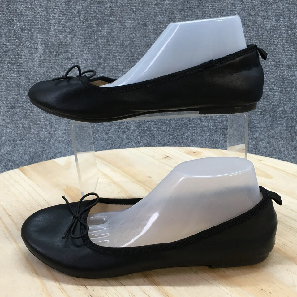 Zapatos planos de ballet Cat & Jack juveniles 4 sin cordones negros imitación cuero cómodos redondos Foto 2 de 4