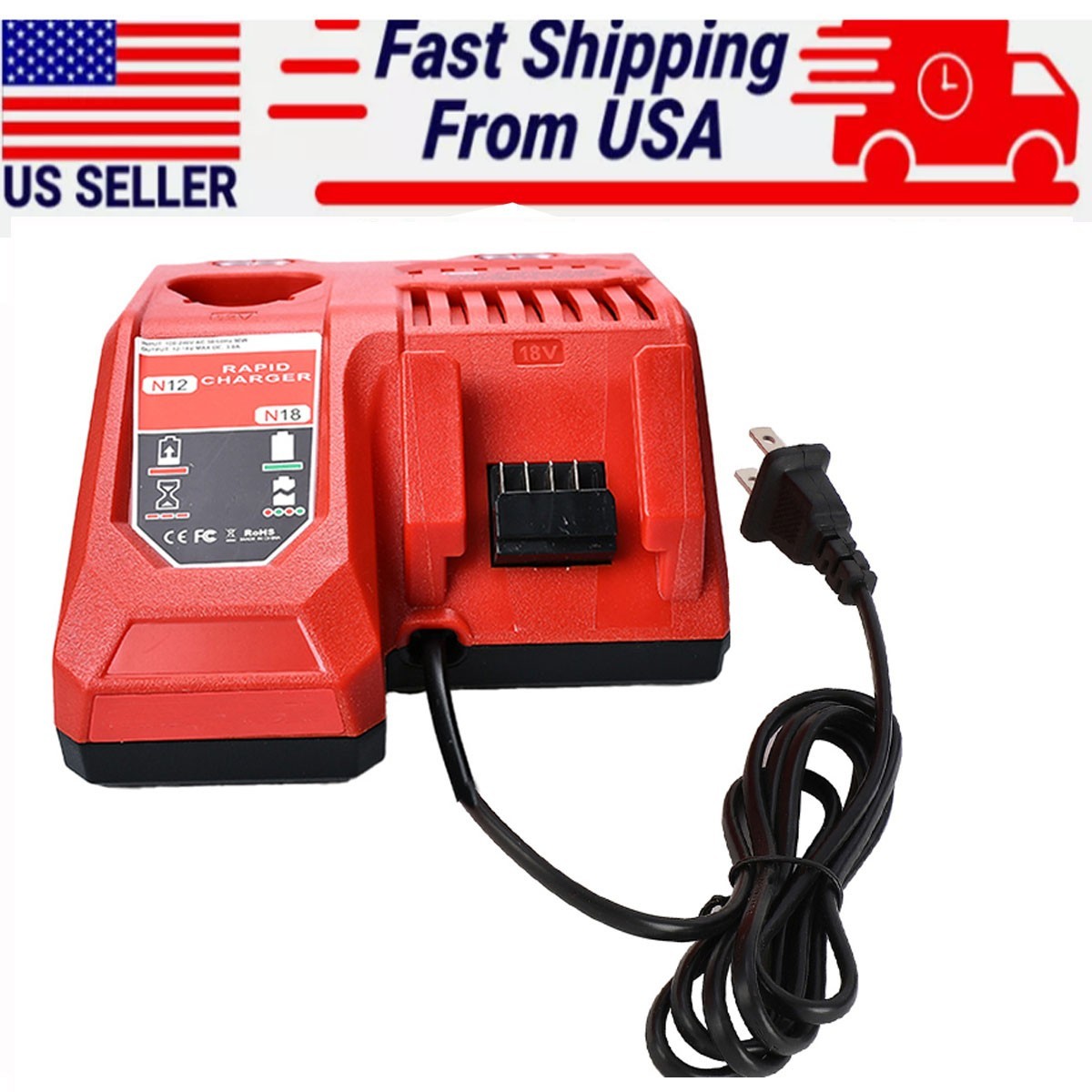 Battery Charger for Milwaukee 12V-18V Lithium Battery for M1