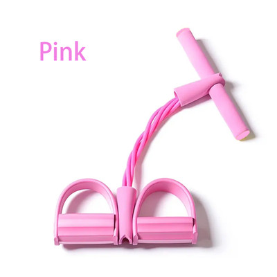 Resistance Bands 4 Tube Fitness Yoga Foot Pedal Exerciser Pull Strap