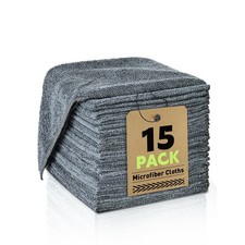 Microfiber Cleaning Cloths Bulk-15 Pack, Gray Microfiber Towels for Cars Ul...