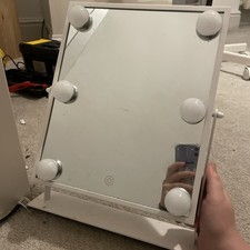 White Dressing Table Mirror Angle Adjustable for Optimal Light Need Batteries ￼