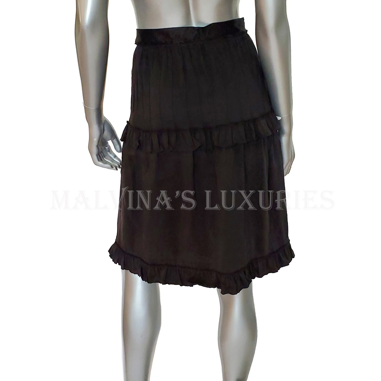 GONNA YVES SAINT LAURENT RIVE GAUCHE AVVOLGENTE CON VOLANT IN PELLE $1.290 44 US 12