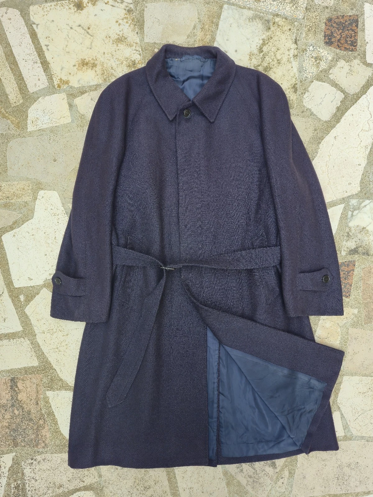 ​Ermenegildo Zegna Vintage Wool Blue Trench Coat Men's Tailored Elegant image 1