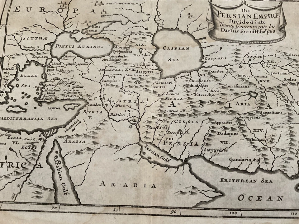 1728 MUITO RARO Mapa Herman Moll, Genuíno, cartografia, O IMPÉRIO PERSA - Imagem 3 de 3