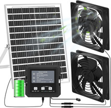 25W Solar Fan for Chicken Coop with Battery, Solar Exhaust Fan for Shed  Greenh