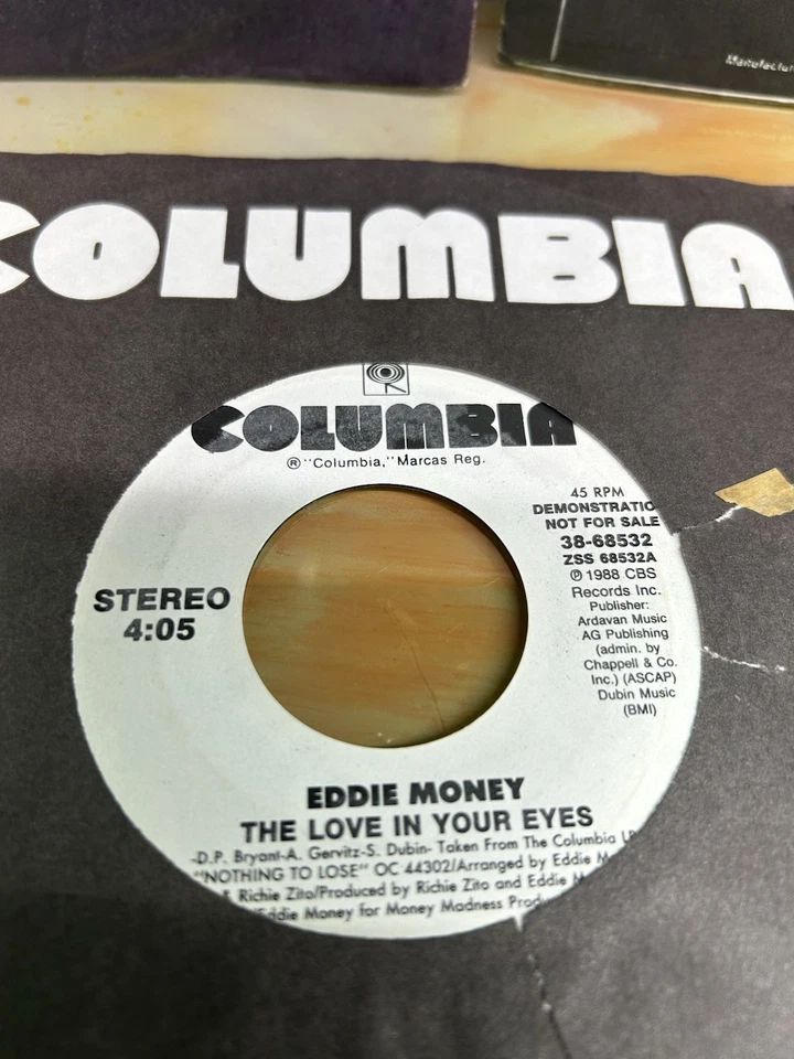 Eddie Money Promo Lot Of 3 45 Vinyl Endless Nights Love In Eyes Big Crash Record - Image 2 of 4