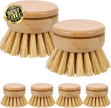 6Pcs Bamboo Dish Brush Replacement Heads, Wooden Dish Brushes for Cleaning – Kit