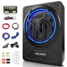 1200W Subwoofer, Slim Underseat Car Subwoofer and Amp Package with Blue