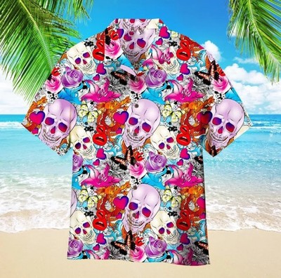 Skulls Roses Hawaiian Shirt Aloha Beach Summer