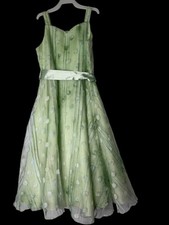 Vintage Girls Sz 10 Party Dress Rare Editions Green Sweetheart neck Petticoat