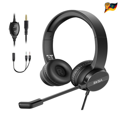 EKSA H12 PC Headset mit Mikrofon 3,5 mm Stummschalter Laut