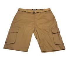New Blu Rock New York Men's Belted Pocket Cargo Shorts Dark Khaki Size 36 NWT