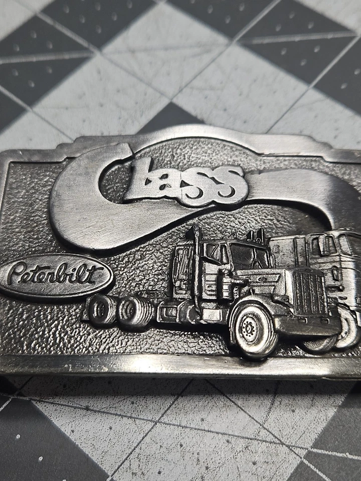Vintage Silver Tone Peterbilt Tonkin Inc 1985 Paccar F-42 Semi Truck Belt Buckle - Image 4 of 4