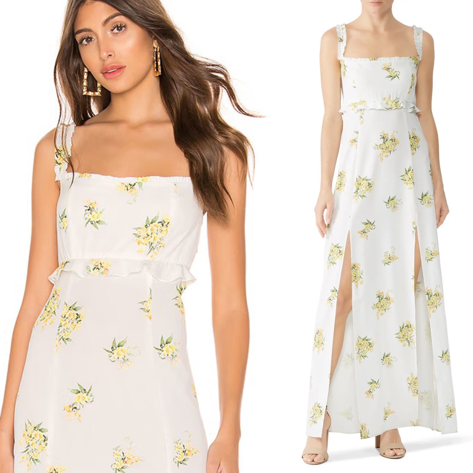 Show Me Your Mumu Feminine Floral Romantic Ruffle Bust Smocked Maxi Dress M
