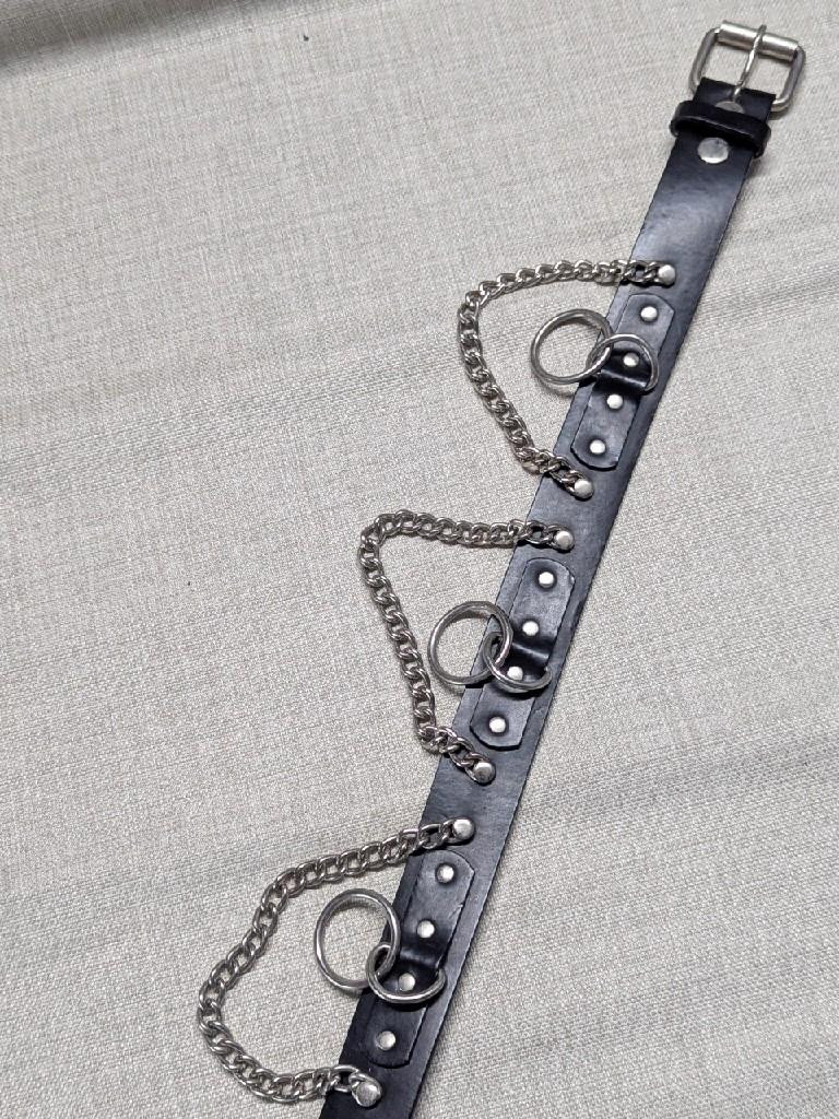 vintage Y2K leather belt HOT TOPIC gothic punk 40 black CHAINS