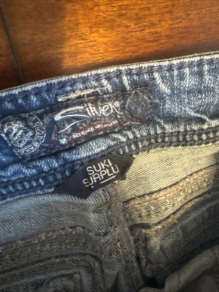 Maxi Falda Denim Silver Jeans Co Suki Talla 31 Azul Punto Pesado Bordado Pkts Foto 2 de 4