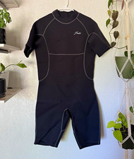 HEVTO Neoprene Shorty Wetsuit Short Sleeve Full Zip, Size XL Black
