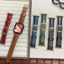 For iWatch Series 10 9 8 7 6 5 4 Ultra 38-49mm Fashion Leather Watch Band Strap