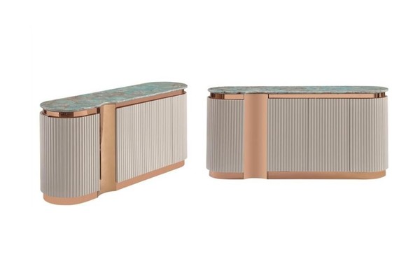 Stilvolle Sideboard Kommode Anrichte Spiegel Holz Esszimmer SchräNke Set Beige-image
