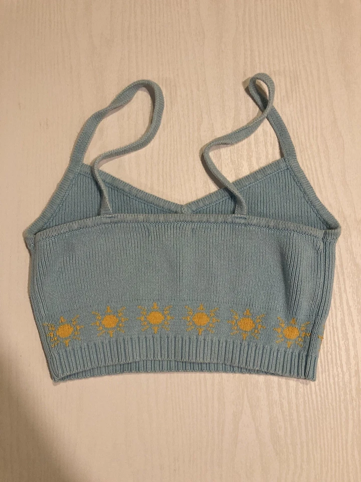 Camiseta sin mangas PacSun LA Hearts talla pequeña suéter recortado marea alta sol azul claro  Foto 4 de 4