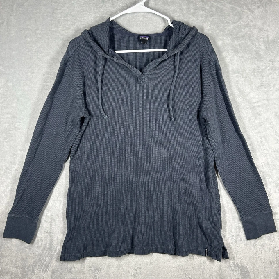 Túnica Patagonia con Capucha Waffle Orgánica Mezcla Cotten Azul Marino Para Mujer’s Grande Foto 2 de 4