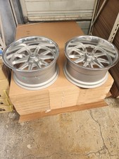 Pair of Used U.S. Mags Gun Metal Rambler Wheels 18x9.5 5x4.75 5.25" Backspace
