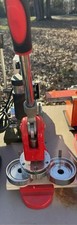 Red Manual Badge/Button Maker Machine Press with Circular Molds for Crafting