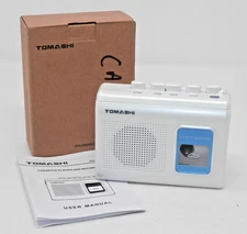 Portable Cassette Tape Player & Recorder • Built-In Speaker Microphone White New