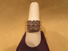14kt Two Tone Heavy 1.00 Carat Total Weight Diamond Gents Ring