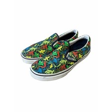 Vans Kids' Classic Slip-On Shoes in Multicolor Shark Print - Size 6