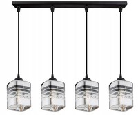 HäNgelampe Esstisch 4-Flammig Glas Silber E27 L:60 Cm Pendelleuchte Esszimmer