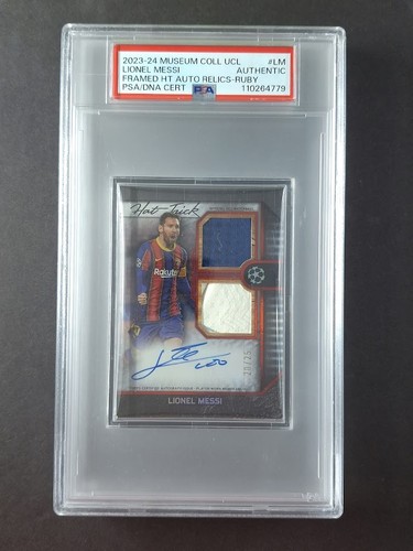 2023-24 Museum Coll. LIONEL MESSI 20/25 Dual Patch Auto Ruby #FHTC-LM PSA AUTH