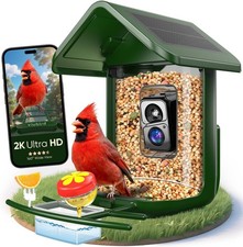 Bird Feeder with Camera Solar Powered - Smart Bird Feeder Camera 2K HD Live...