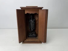 Y9813 STATUE metal Buddha figurine figure wooden Shrine Japan antique Buddhism