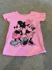 Disney Jumping Beans Mickey Minnie Shirt Girls 4T Pink Tee Short Sleeve Knit