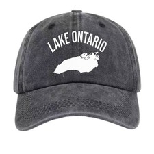Lake Ontario Map Outline Vintage Baseball Cap Great Lakes Travel Souvenir DadHat