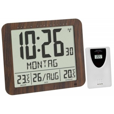 TFA Dostmann 60.4518.08 Funk Wanduhr 24.8 cm x 2.5 cm x 20.6 cm Holz