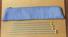 Handmade Fabric Knitting Needle Case, Bag “Blue Stripes” fully lined