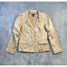 Sandro Womens One Button Blazer Size M Tan Cotton Blend Professional