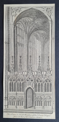 Antiker Druck von 1777 - Leinwand & Nordfenster - Dean's Chapel - Kathedrale von Canterbury