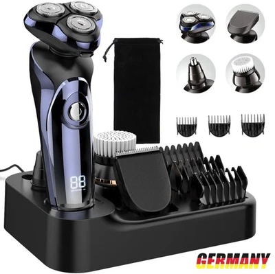 SCTTOMON Rasierer Herren LCD Elektrischer Rasierapparat Akku Nass- und Trockenrasierer DE