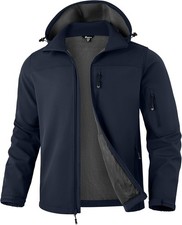 Men's Softshell Jacket Fleece Lined Water Windproof Hooded Winter Outdoor Work