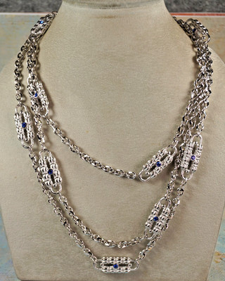 Camrose & Kross Jacqueline Kennedy Silver Plated & Crystal Paperclip 58''Necklace