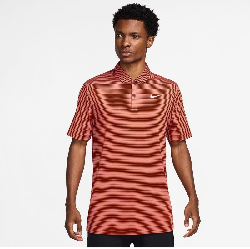 Nike Dri-FIT Victory Striped Golf Polo Shirt FZ5647 809 TIGER Orange Black XL