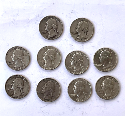 Lot Of 10] - Washington Quarter - 90% Silver Choose How Many Lots Of 10