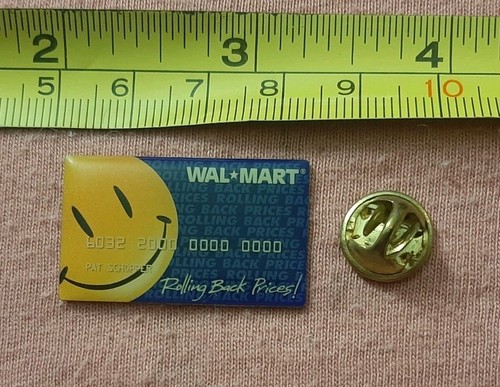 Walmart Rolling Back Prices Credit Card Smiley Face Employee Vest Lapel Pin