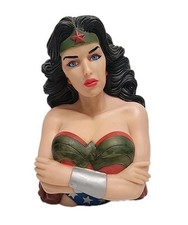 7" WONDER WOMAN DC Comics Monogram Plastic Head Bust COIN BANK